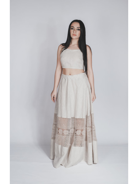 Gonna sartoriale puro lino fatta a mano ad uncinetto Andrano