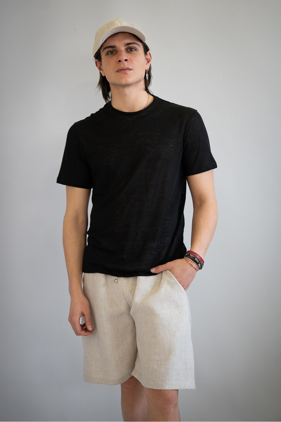 T-shirt sartoriale puro lino Maglie