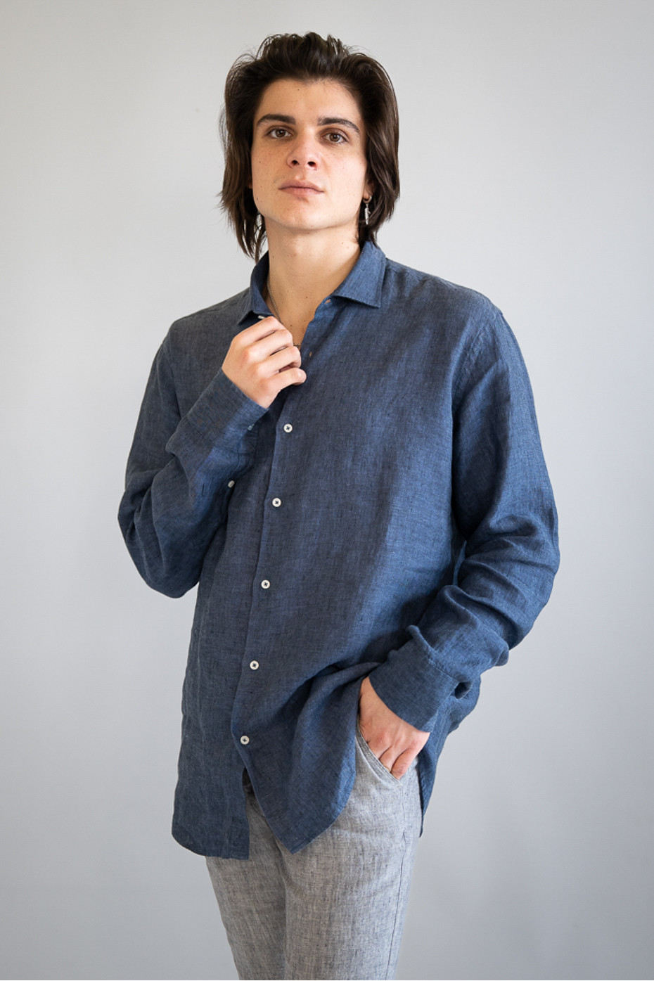 Camicia in puro lino Noci