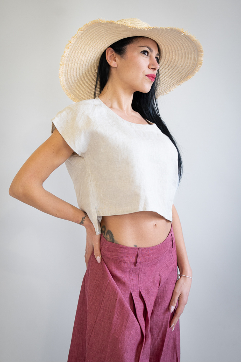 Top sartoriale puro lino Dolcecanto