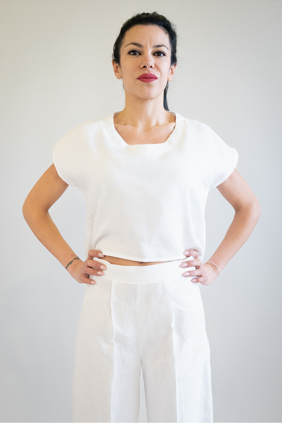 Top sartoriale puro lino Dolcecanto
