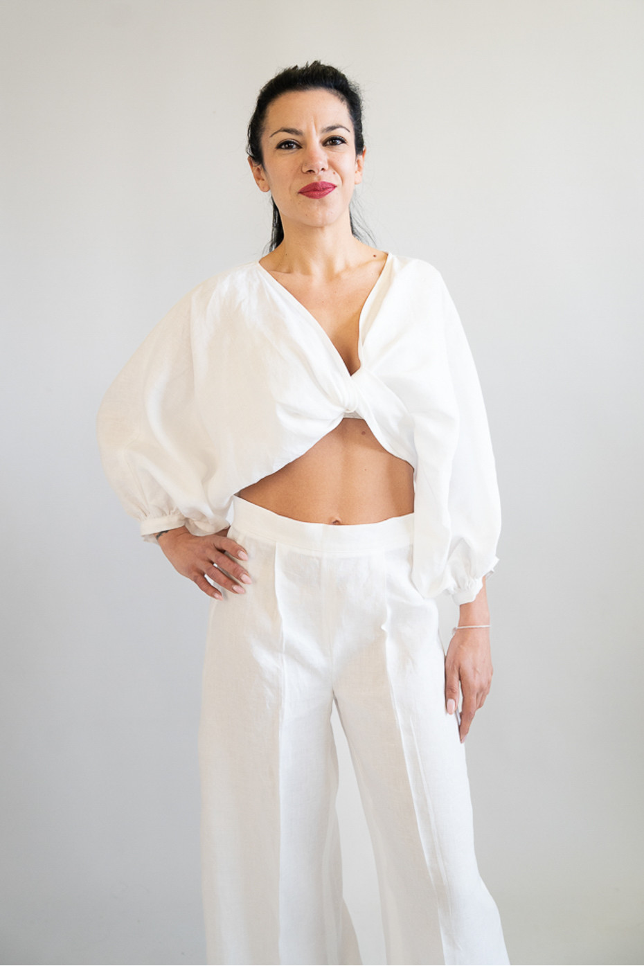 Top annodato sartoriale in puro lino Putignano