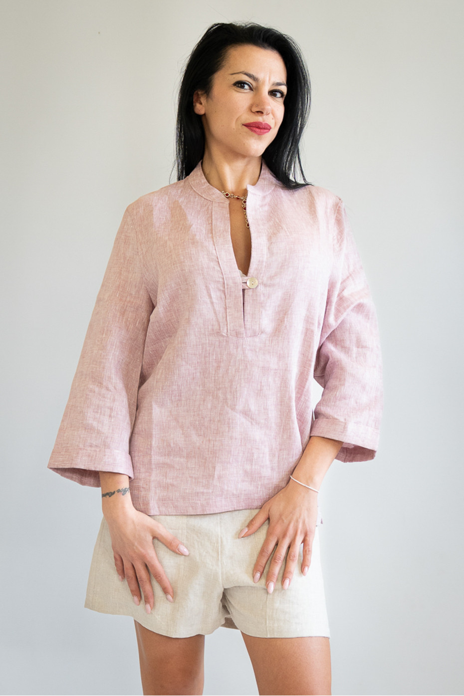 Blusa sartoriale puro lino Binetto