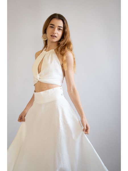 Gonna a ruota sartoriale puro lino made in Italy Bari