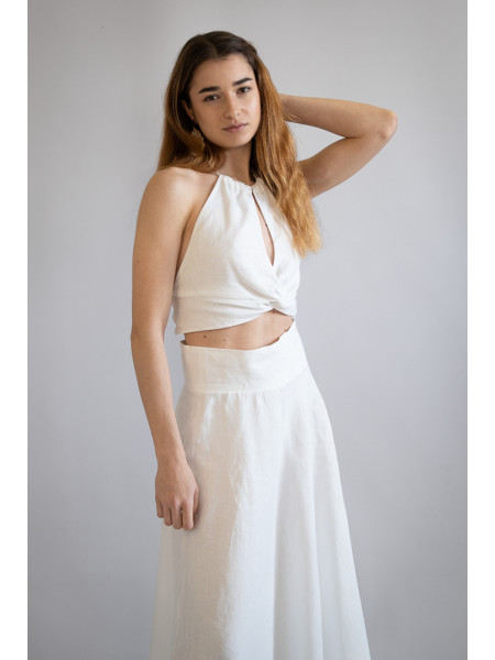 Gonna a ruota sartoriale puro lino made in Italy Bari