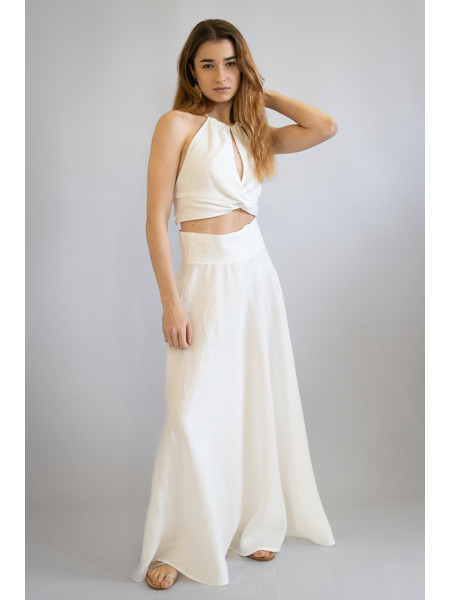 Gonna a ruota sartoriale puro lino made in Italy Bari