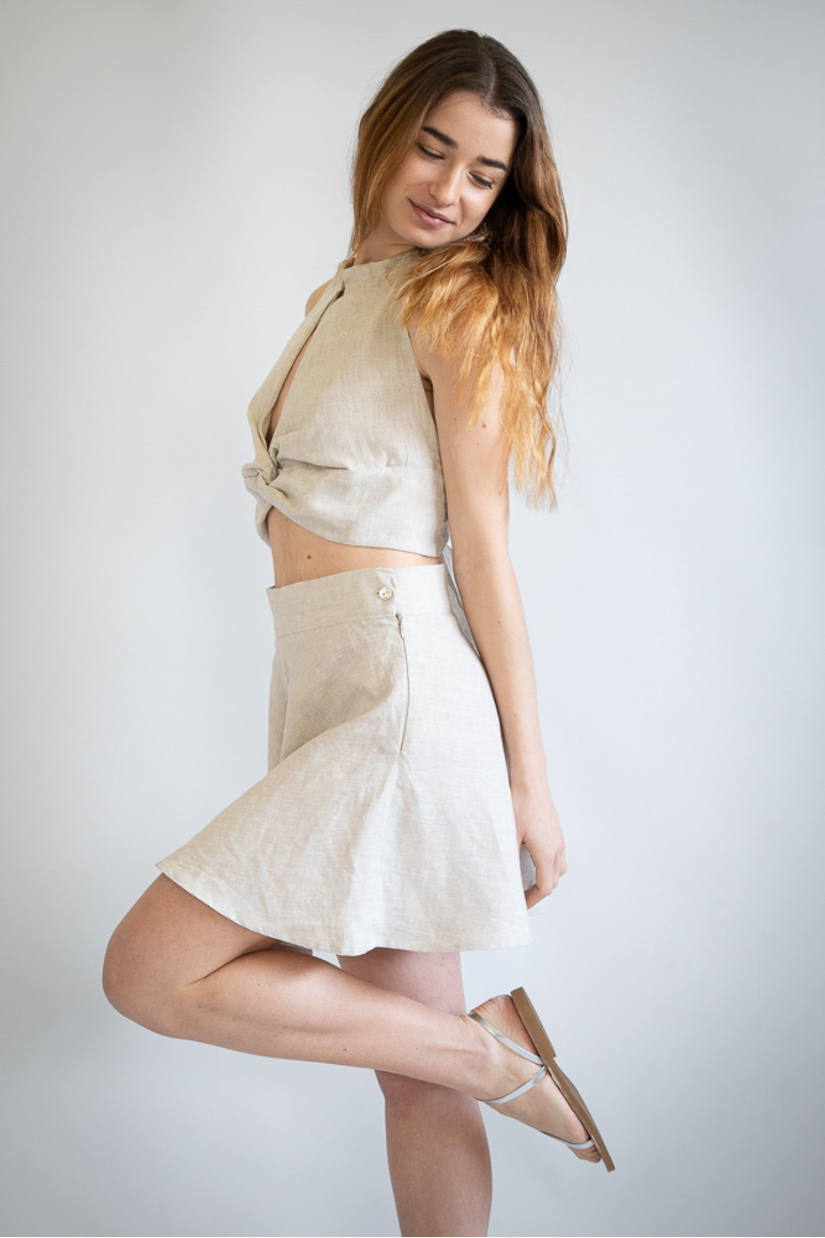 Gonna corta sartoriale puro lino Bari