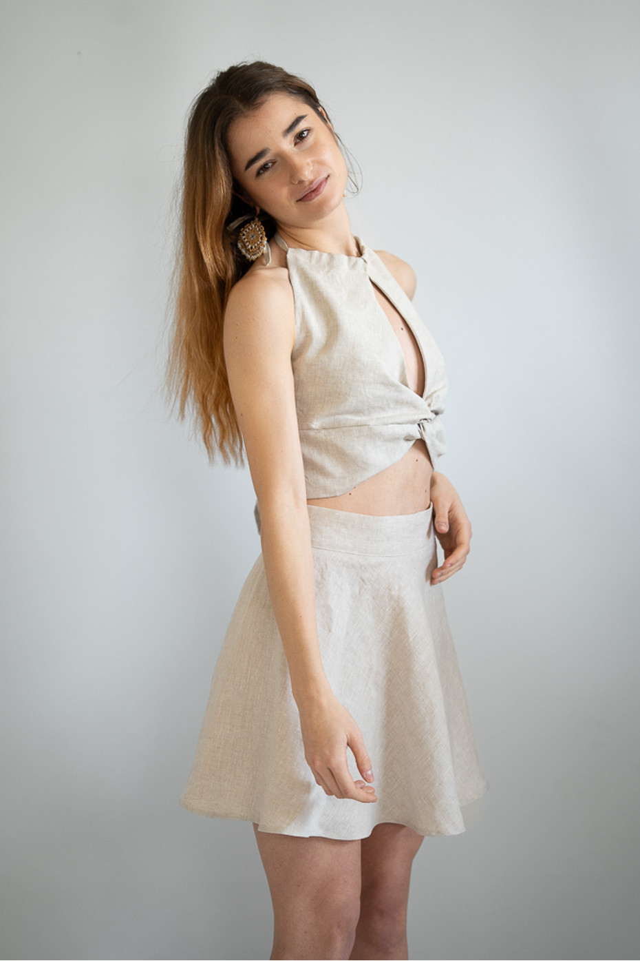 Gonna corta sartoriale puro lino Bari