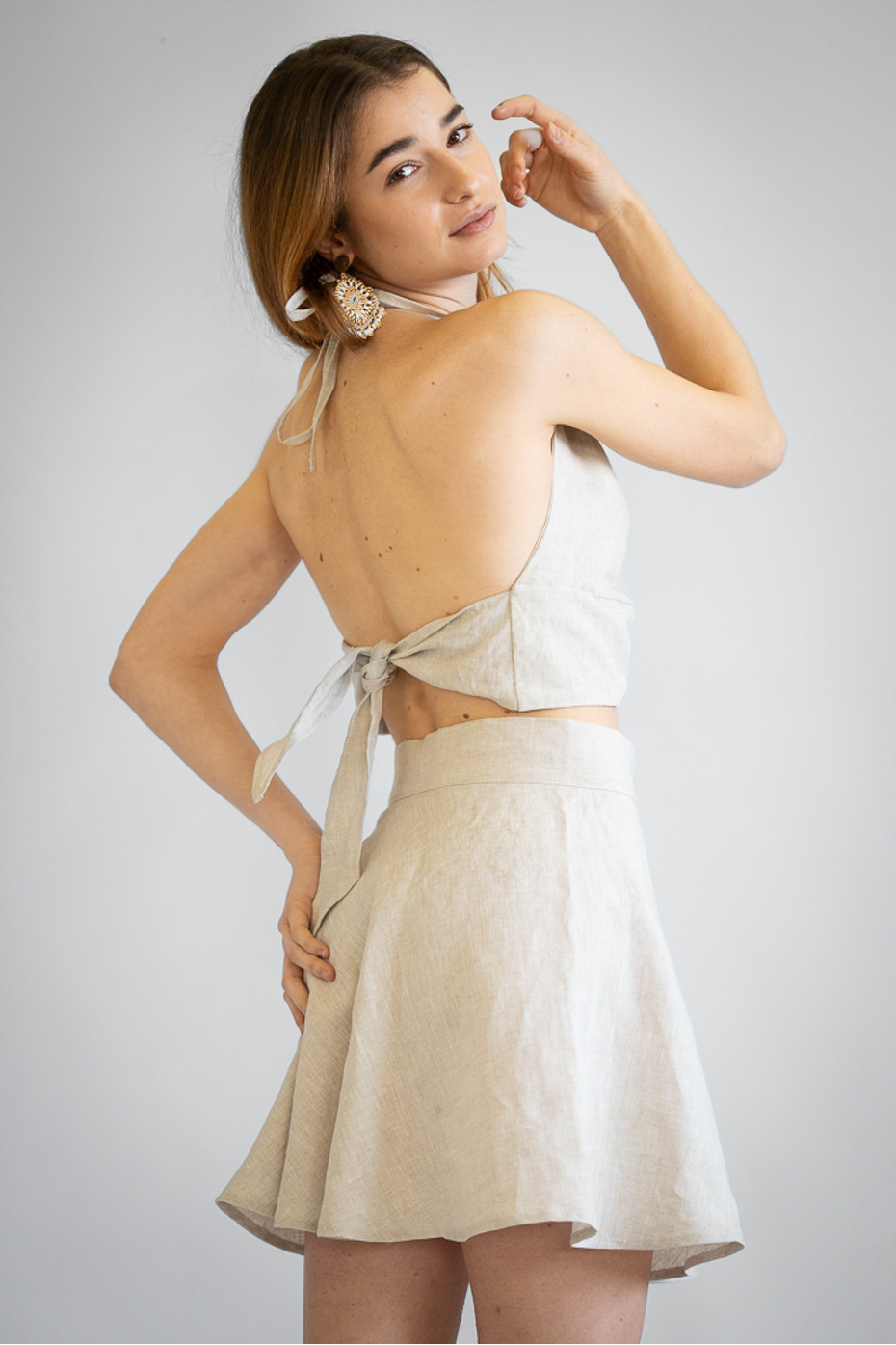 Gonna corta sartoriale puro lino Bari