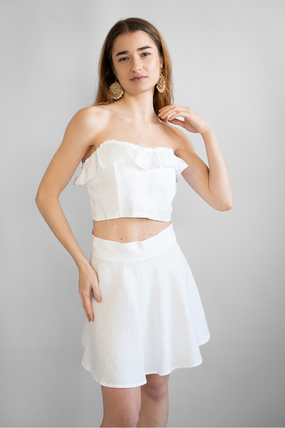 Gonna corta sartoriale puro lino Bari