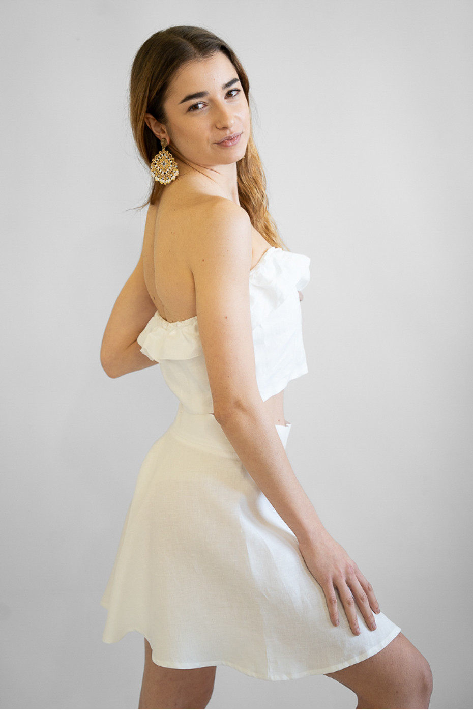 Gonna corta sartoriale puro lino Bari