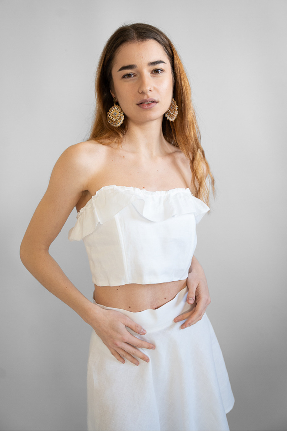 Gonna corta sartoriale puro lino Bari