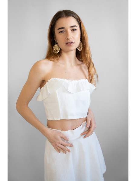 Gonna corta sartoriale puro lino Bari