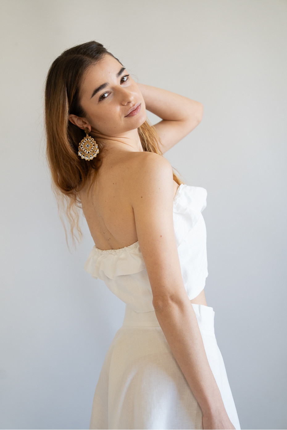 Gonna corta sartoriale puro lino Bari