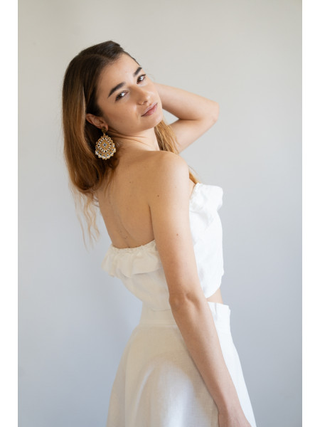 Gonna corta sartoriale puro lino Bari