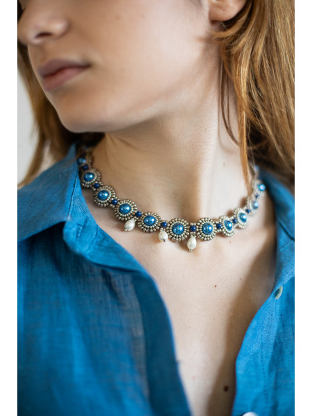 Collana gioielli tessili fatta a mano Grottole