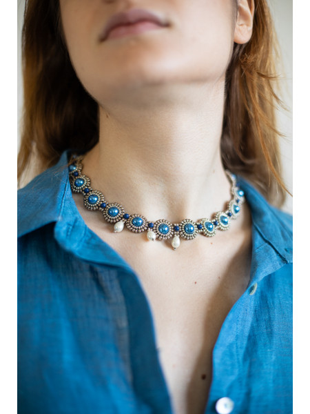 Collana gioielli tessili fatta a mano Grottole