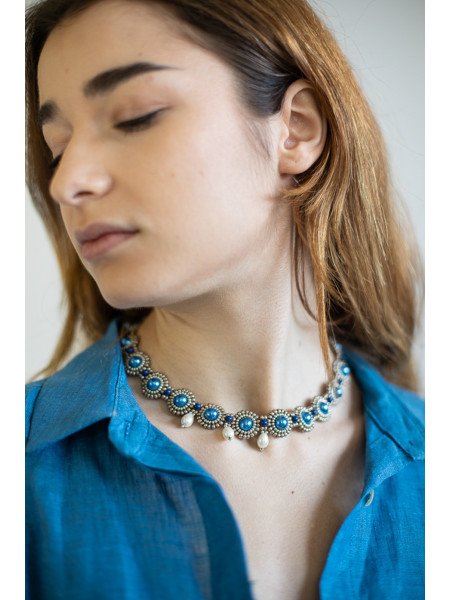 Collana gioielli tessili fatta a mano Grottole