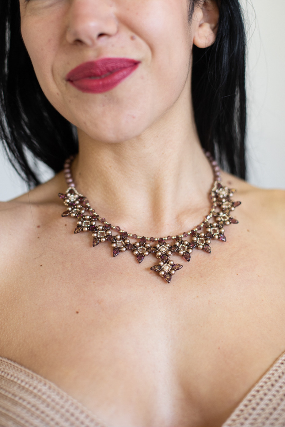 Collana gioiello tessile fatto a mano Irsina