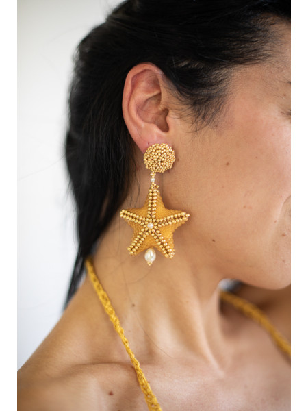 Orecchini gioielli tessili fatti a mano Stella Marina