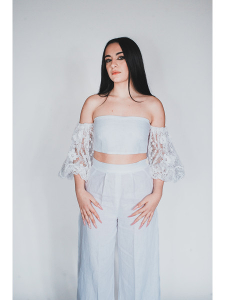 Top sartoriale in puro lino e cotone Pulsano