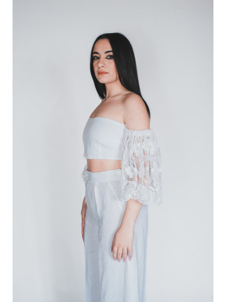 Top sartoriale in puro lino e cotone Pulsano