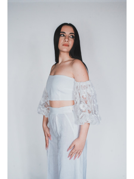 Top sartoriale in puro lino e cotone Pulsano