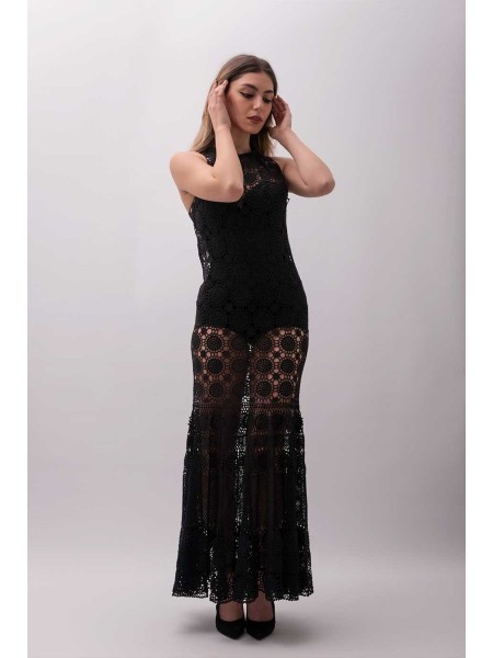 Abito lungo a sirena fatto a mano ad uncinetto Peschici