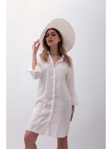 Camicia sartoriale puro lino made in Italy midi Otranto semplice