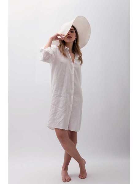 Camicia sartoriale puro lino made in Italy midi Otranto semplice