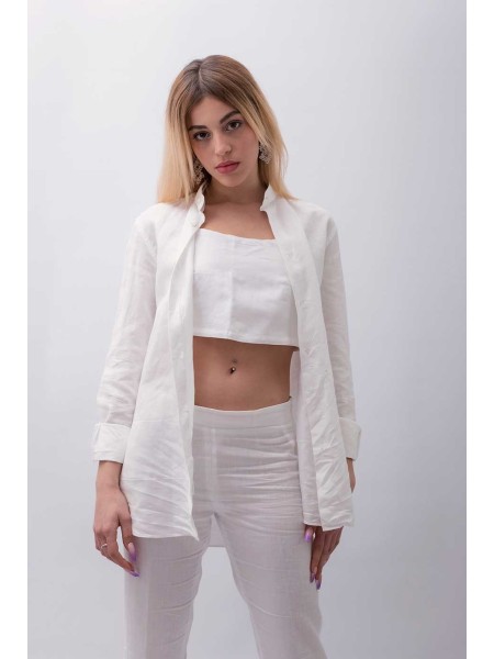 Camicia sartoriale puro lino made in Italy Otranto coreana