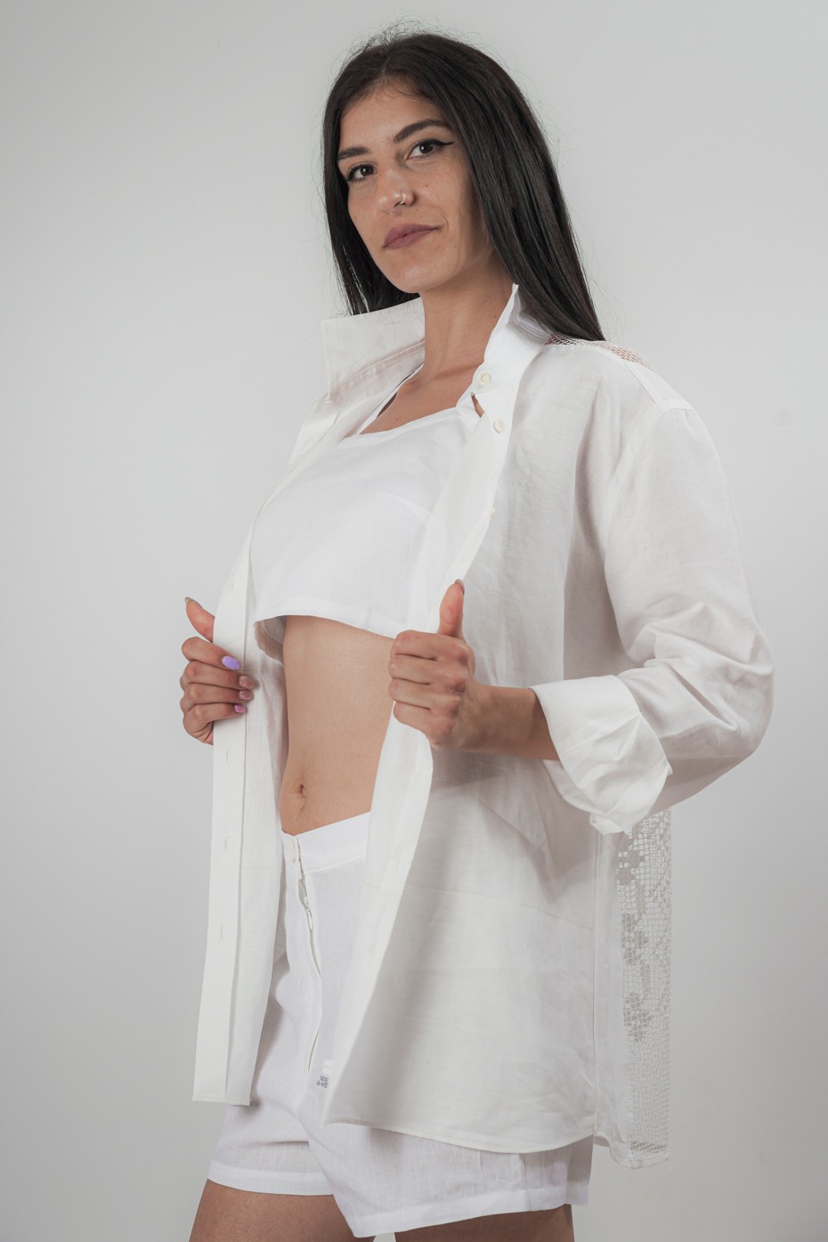 Camicia sartoriale puro lino filet fatto a mano...