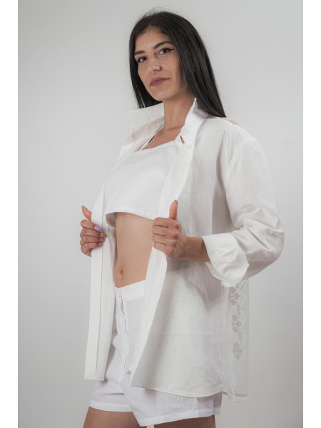 Camicia sartoriale puro lino filet fatto a mano Taranto