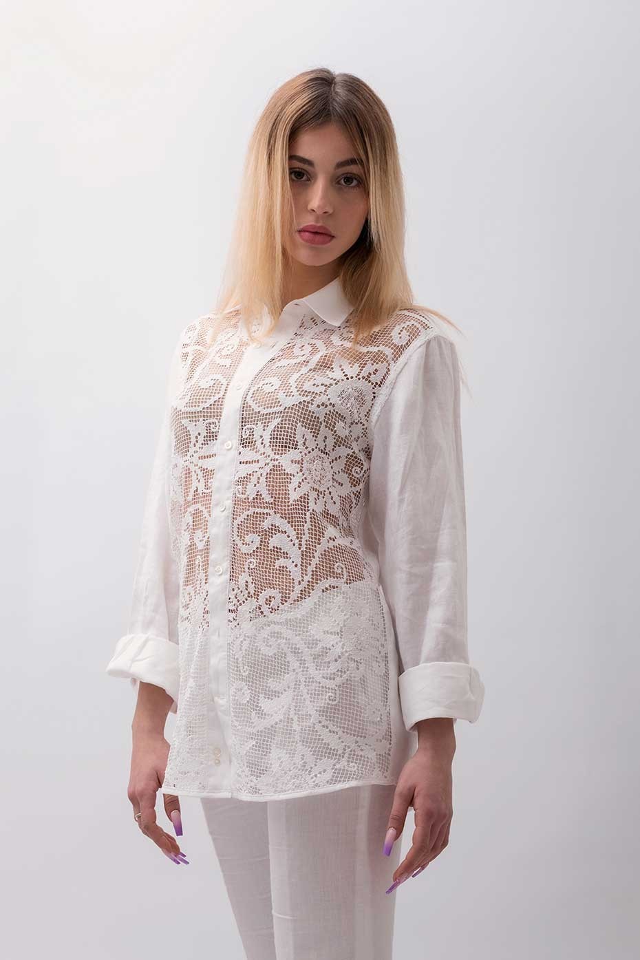Camicia sartoriale puro lino made in Italy con...
