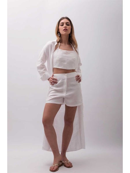 Camicione sartoriale puro lino made in Italy Otranto semplice
