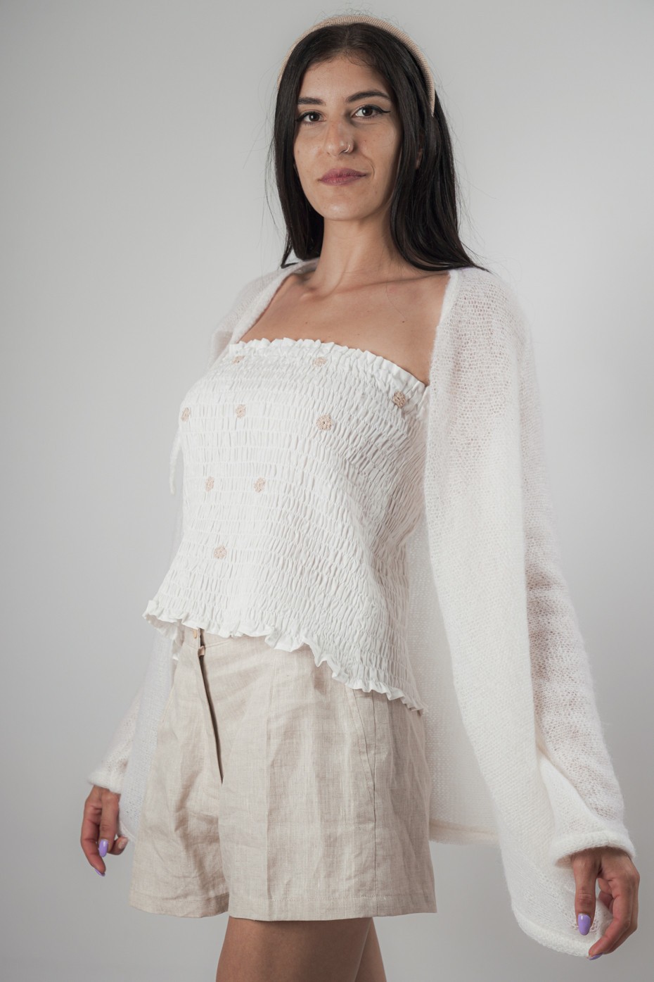 Cardigan coprispalla sartoriale mohair San...