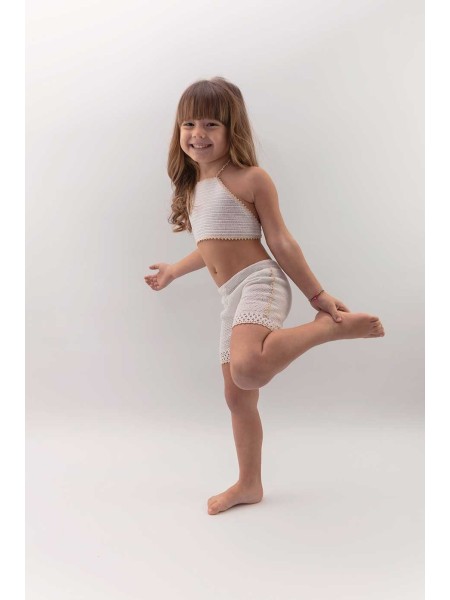 Completo top e pantaloncino fatto a mano ad uncinetto Minervino