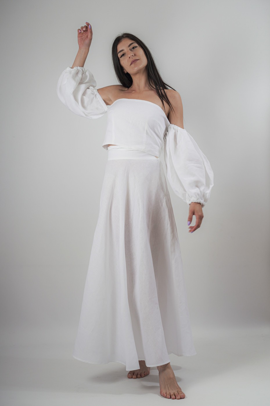 Gonna a ruota sartoriale puro lino made in Italy Bari