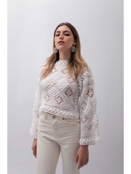 Maglione in lana fatto a mano ad uncinetto Capurso donna