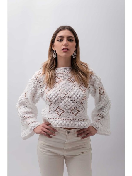 Maglione in lana fatto a mano ad uncinetto Capurso donna