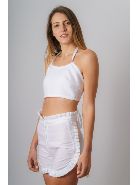 Pantaloncino sartoriale puro lino Monopoli