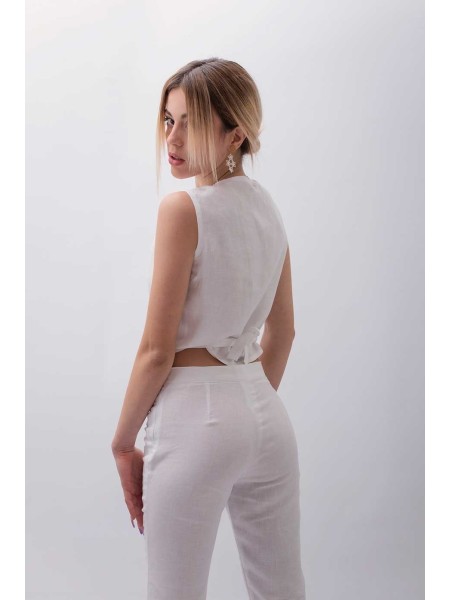 Top sartoriale puro lino e uncinetto Bitetto
