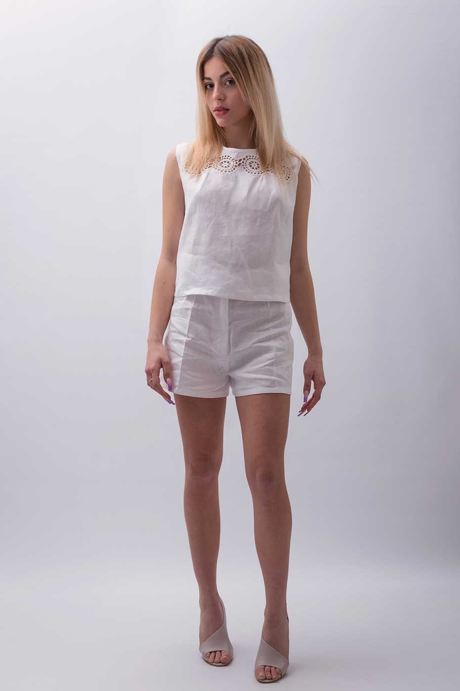 Top sartoriale puro lino ed uncinetto Terlizzi