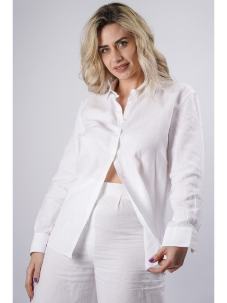 Camicia sartoriale puro lino made in Italy Otranto collo semplice donna