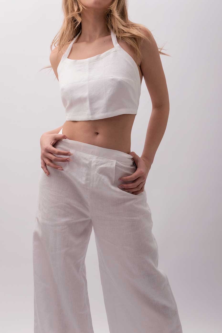 Top Santa Sabina sartoriale in puro lino