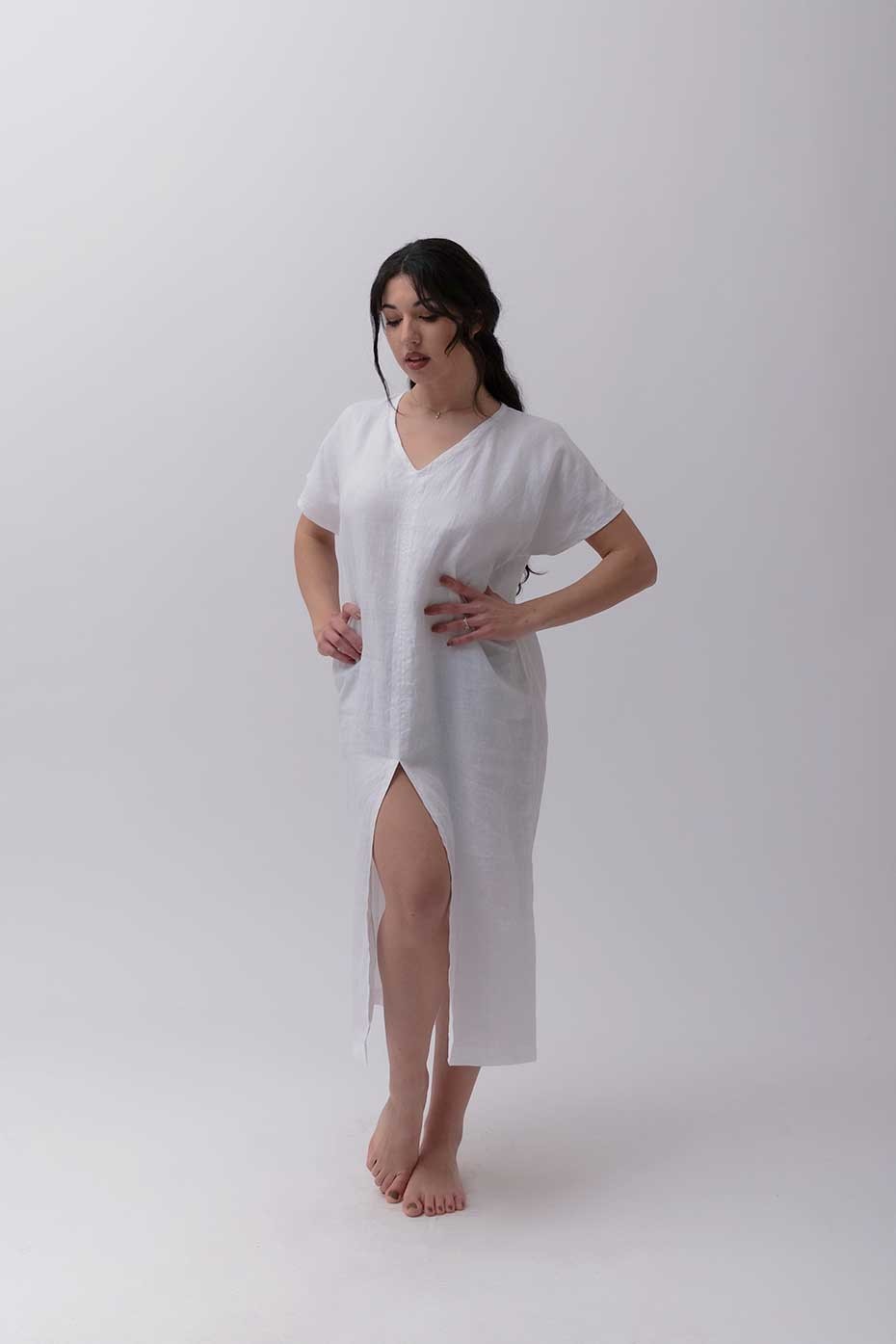 Abito caftano sartoriale puro lino Andria