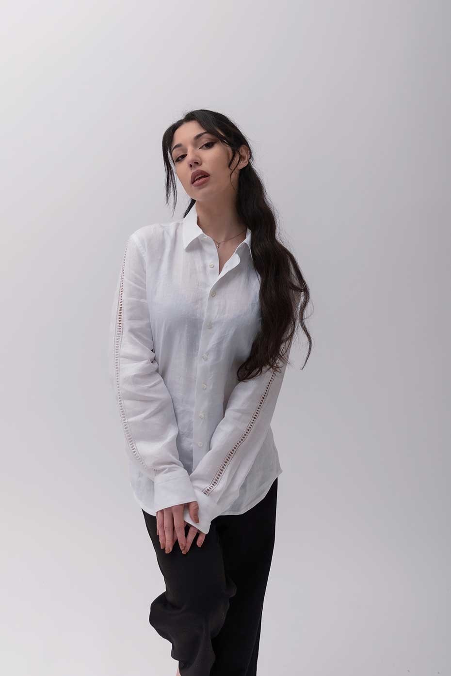 Camicia sartoriale in puro lino con gigliuccio...