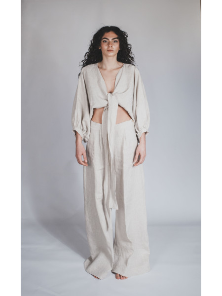 Top annodato sartoriale in puro lino Putignano