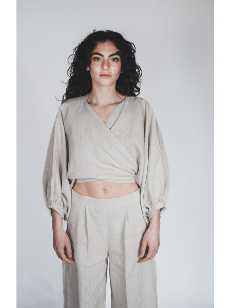 Top annodato sartoriale in puro lino Putignano