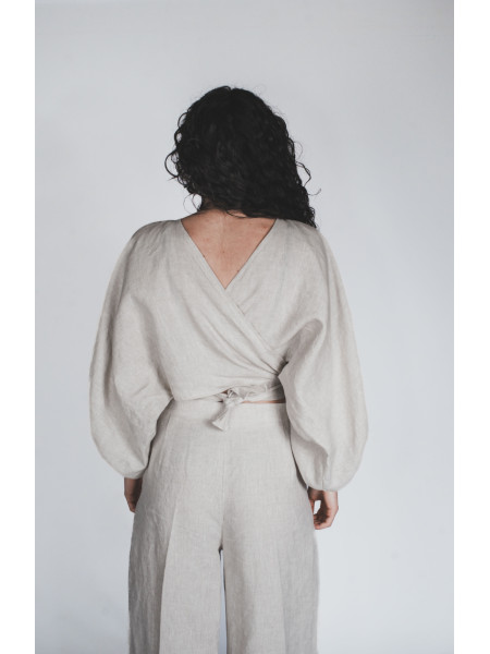 Top annodato sartoriale in puro lino Putignano